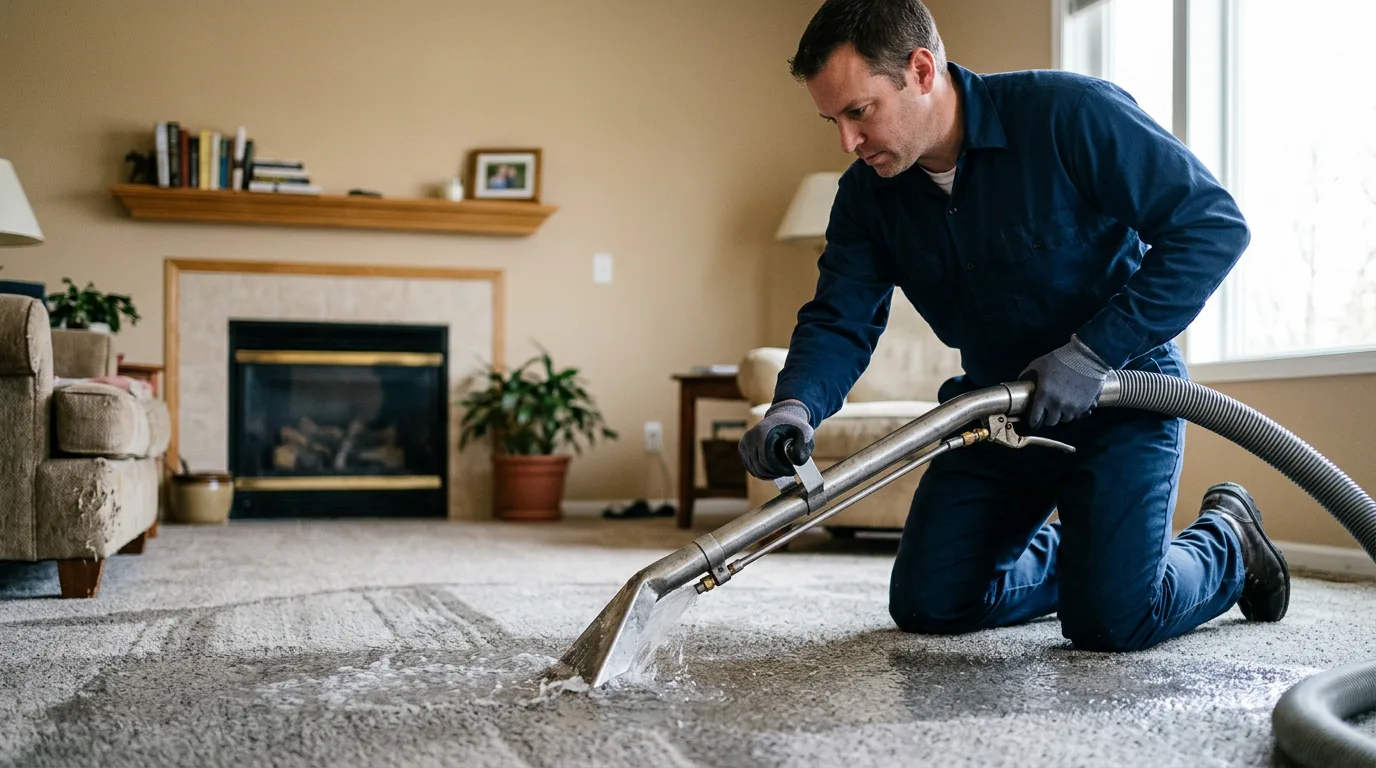 Water damage restoration technician working near Milldale, CT